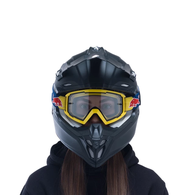 Motocross szemüveg RedBull Spect Whip, sárga, átlátszó plexiüveg, F SCAPE párásodásgátló bevonat, 100%-os UVA és UVB védelem