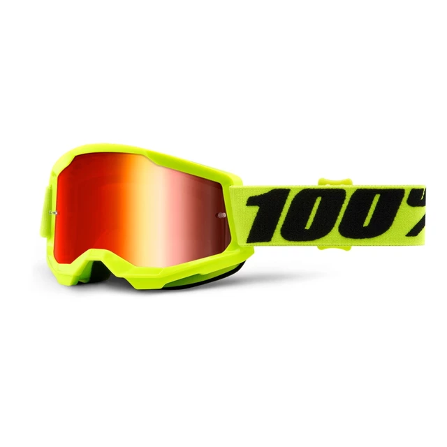 Gyerek motocross szemüveg 100% Strata 2 Youth Mirror - piros, piros plexi
