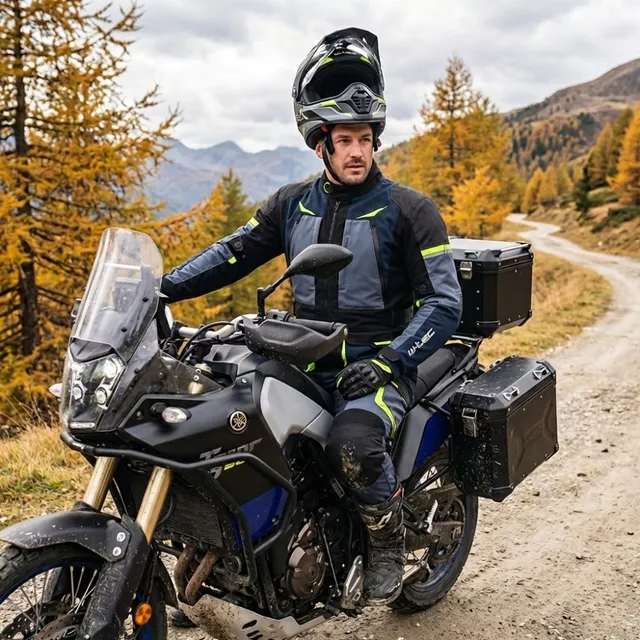 Motoros kabát W-TEC Modock, víz- és szélálló, kivehető CE protektorok EN1621-1, rugalmas panelek, háromrétegű - fekete-kék