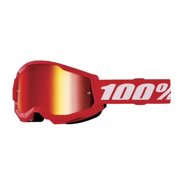 Gyerek motocross szemüveg 100% Strata 2 Youth Mirror - piros, piros plexi - piros, piros plexi