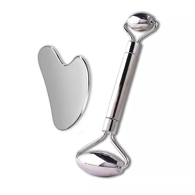 Fém masszázs készlet arcrollerrel és gua sha-val inSPORTline Comesta Set