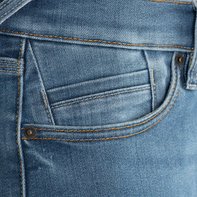 Férfi motoros nadrág Oxford Original Approved Jeans CE Slim Fit koptatott világoskék, megerősített varrás, egyrétegű kialakítás, Stretch Comfort