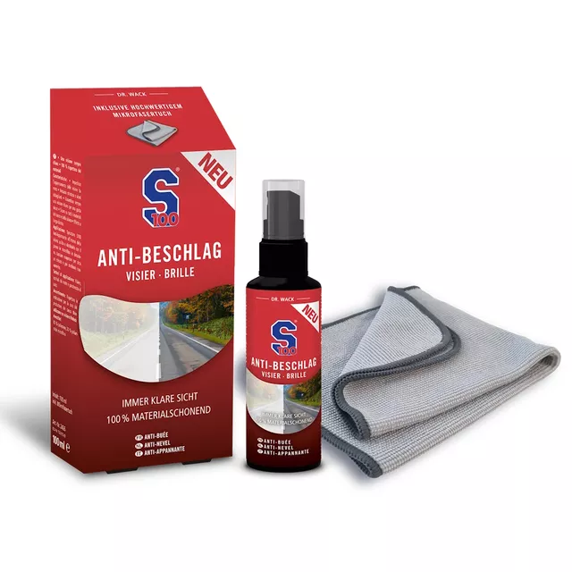 Páramentesítő S100 Anti-Fog 100 ml mikroszálas kendővel, nem tükröződik,  tiszta kilátást biztosít