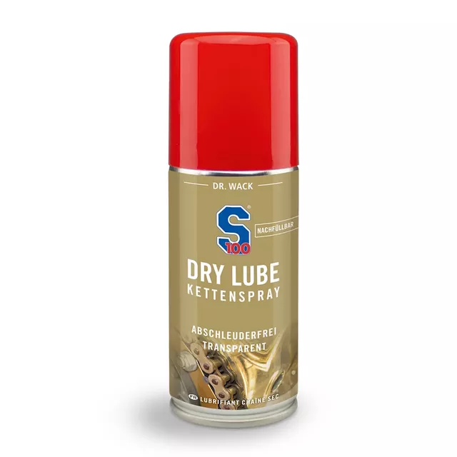 Láncspray S100 Dry Lube Chain Spray 100 ml, hibrid formula, PTFE, ellenáll a szennyeződésnek, praktikus kiszerelés