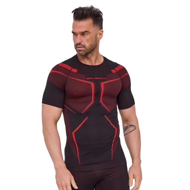 Férfi rövid ujjú felső Brubeck Dry SS1466M, kétrétegű anyag, kiváló hőszabályozás, optimális izzadságelvezetés - FEKETE / GRAFIT - 002