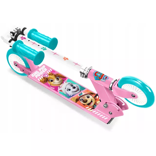 Gyerekroller Paw Patrol rózsaszín, 2,4 kg, hátsó lábfék, csúszásmentes futófelület, alumínium váz, PVC kerék, összecsukható mechanizmus