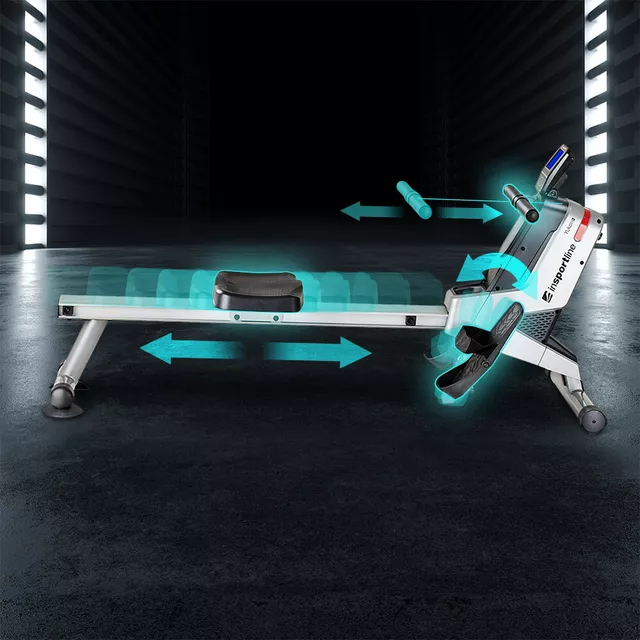 Evezőgép inSPORTline Yukona, mágnesfékes, állitható, elektromos, mágnesfékes, 16 terhelési szint, max 110kg, max 185cm, pulzus, HRC, súly 20kg