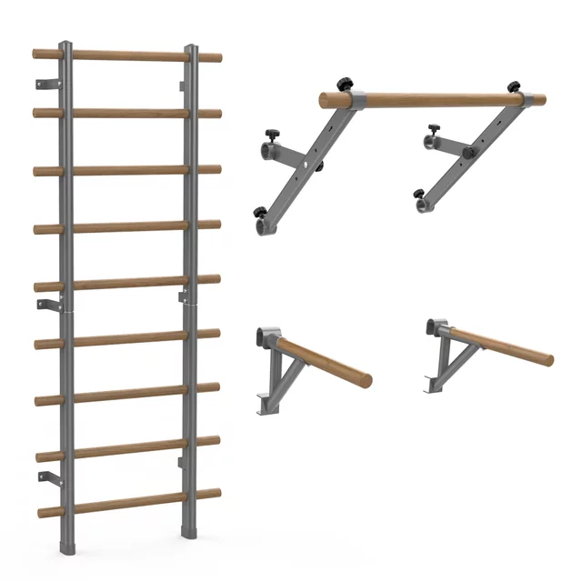 Bordásfal inSPORTline Wootaline 199x80 cm, húzódzkodóval és tolódzkodóval, szürke, falhoz rögzíthető, könnyű karbantartás, egyszerű összeszerelés