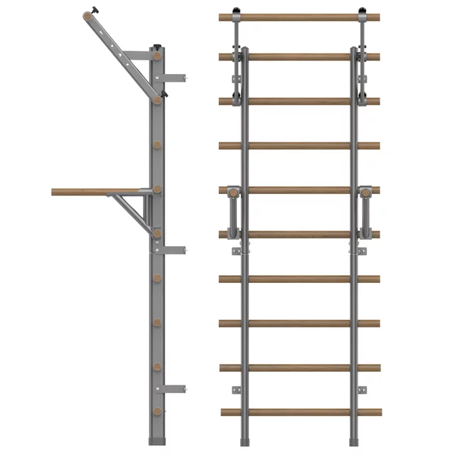 Bordásfal inSPORTline Wootaline 199x80 cm, húzódzkodóval és tolódzkodóval, szürke, falhoz rögzíthető, könnyű karbantartás, egyszerű összeszerelés