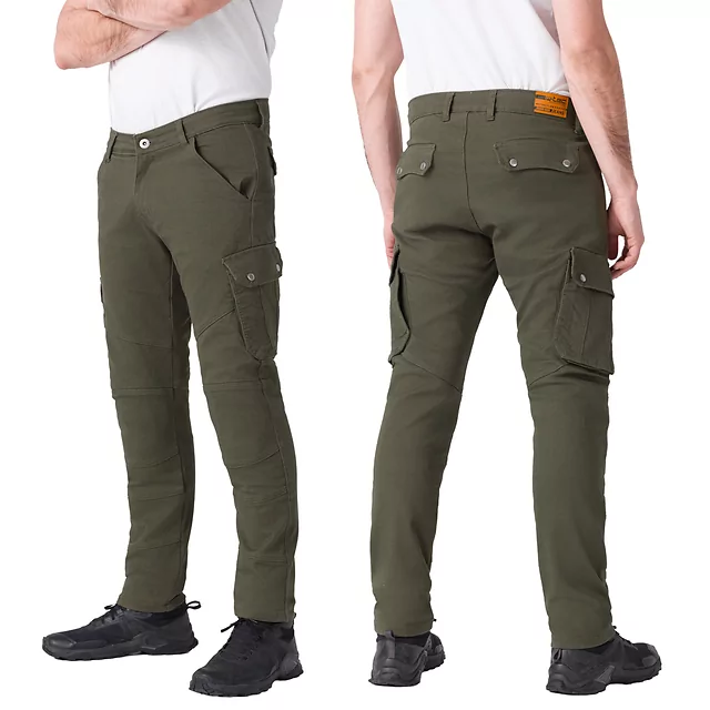 Motoros nadrág W-TEC Nuksan, levehető CE protektorok, övhurok, YKK cipzár, mosógépben mosható - zöld