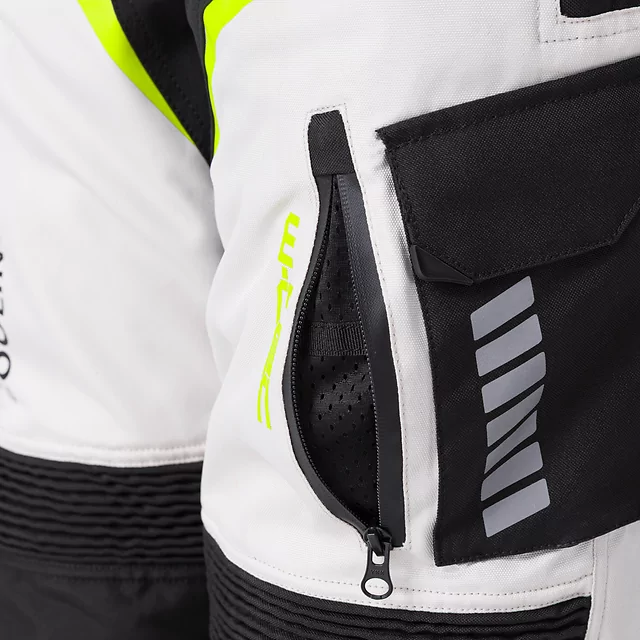 Női motoros nadrág W-TEC Warao Lady, elasztikus bordázott panelek, AirVent System, poliuretán CE térdvédő - fekete-kék