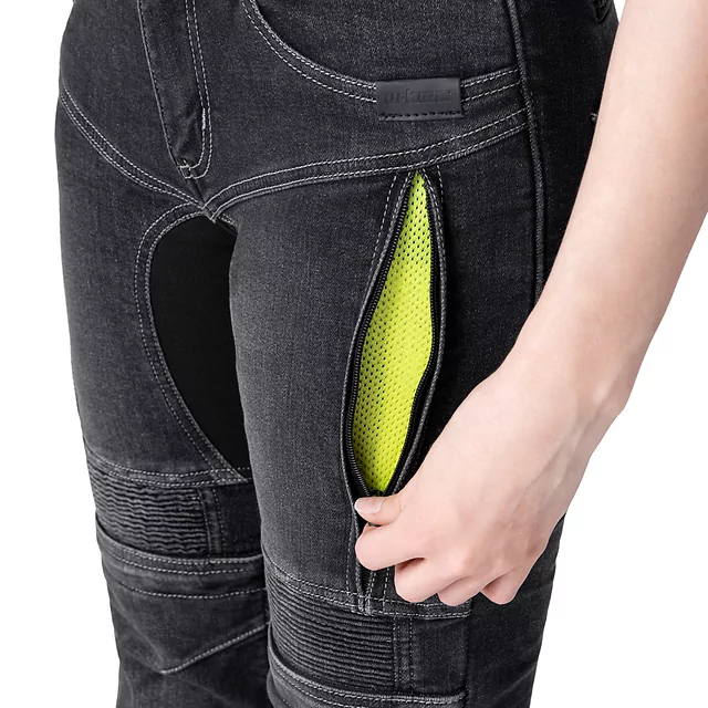 Női motoros farmer W-TEC Biterilla Eva Lady, övhurok, mosógépben mosható, kivehető térd- és csípőprotektorok, aramid megerősítés