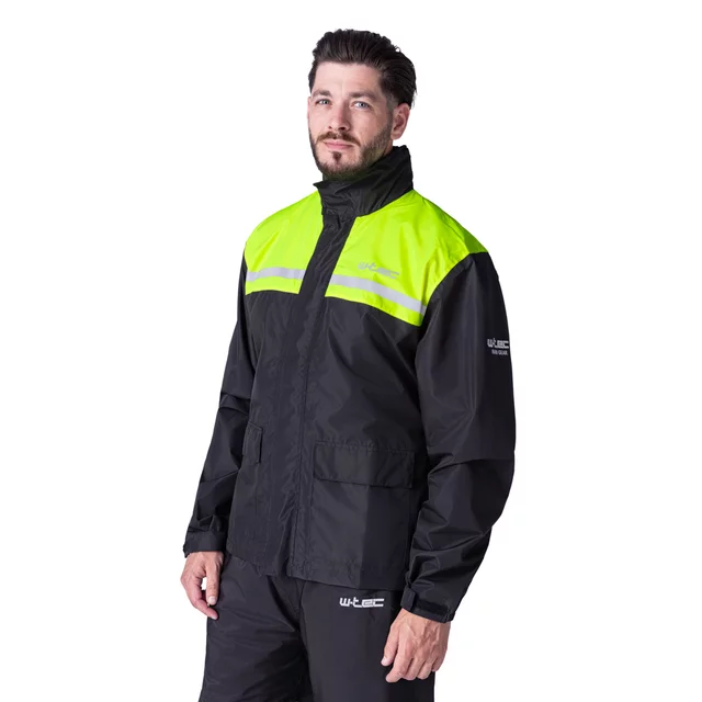 Motoros esőkabát W-TEC Rinstop, állítható ujjak, összehajtható, kopásálló, húzózsinór, Visionight fényvisszaverő elemek - fekete-fluo