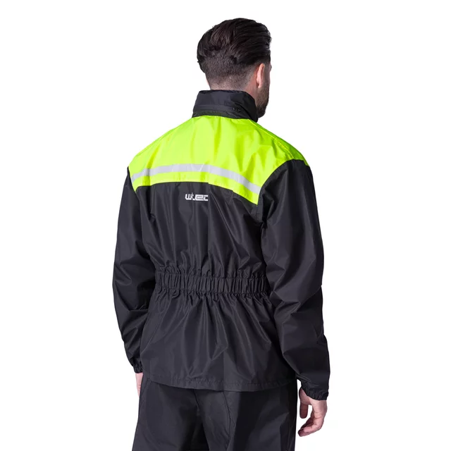 Motoros esőkabát W-TEC Rinstop, állítható ujjak, összehajtható, kopásálló, húzózsinór, Visionight fényvisszaverő elemek - fekete-fluo