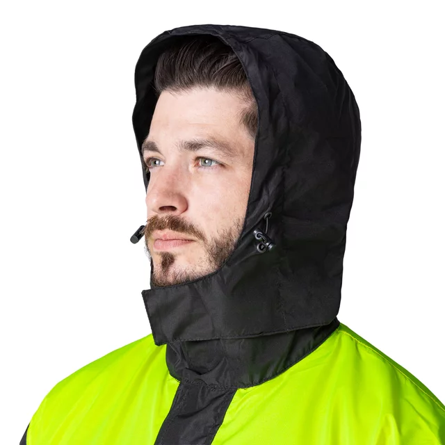 Motoros esőkabát W-TEC Rinstop, állítható ujjak, összehajtható, kopásálló, húzózsinór, Visionight fényvisszaverő elemek - fekete-fluo