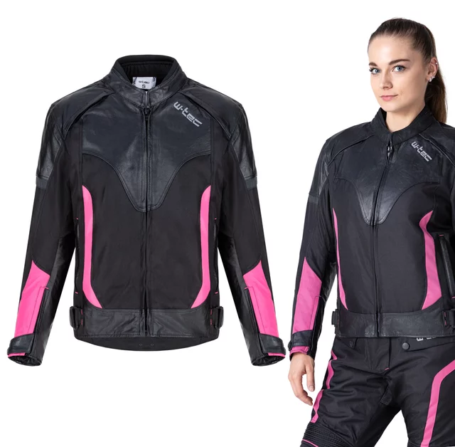 Női motoros dzseki W-TEC Durmana - fekete-rózsaszín