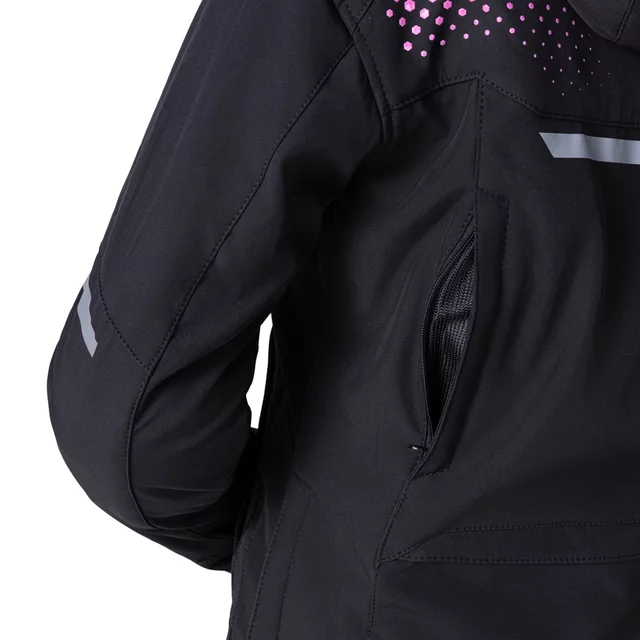 Női softshell motoros kabát W-TEC Annorack Lady, AirVent rendszer, Visionight fényvisszaverő elemek, szélálló softshell anyag, Air Mesh hálós bélés - fekete-homokszínű