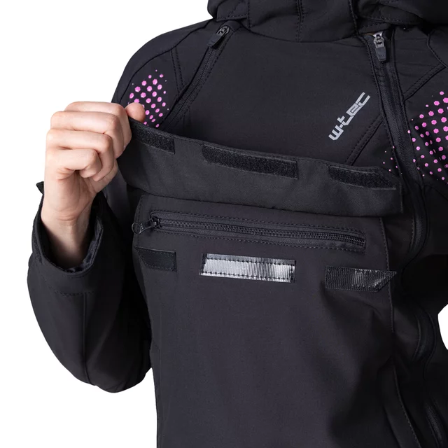 Női softshell motoros kabát W-TEC Annorack Lady, AirVent rendszer, Visionight fényvisszaverő elemek, szélálló softshell anyag, Air Mesh hálós bélés - fekete-homokszínű