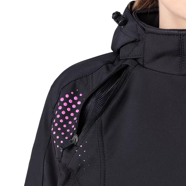 Női softshell motoros kabát W-TEC Annorack Lady, AirVent rendszer, Visionight fényvisszaverő elemek, szélálló softshell anyag, Air Mesh hálós bélés - fekete-homokszínű
