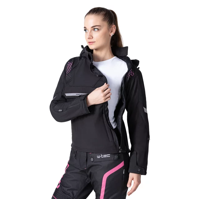 Női softshell motoros kabát W-TEC Annorack Lady, AirVent rendszer, Visionight fényvisszaverő elemek, szélálló softshell anyag, Air Mesh hálós bélés - fekete-homokszínű