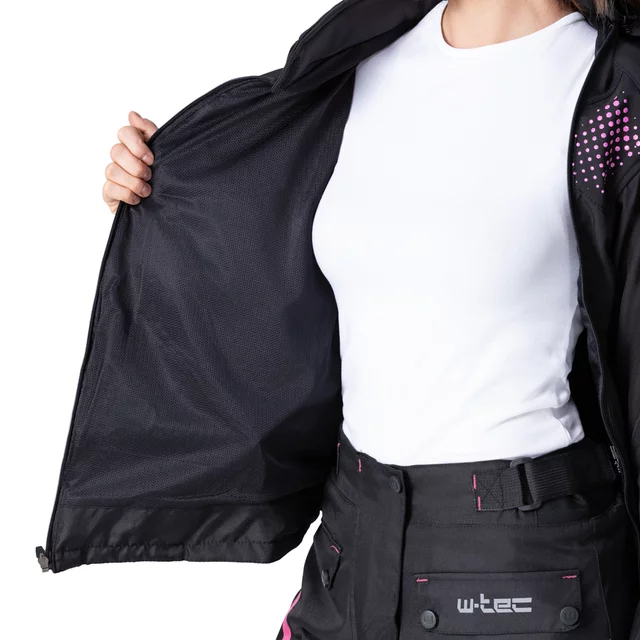 Női softshell motoros kabát W-TEC Annorack Lady, AirVent rendszer, Visionight fényvisszaverő elemek, szélálló softshell anyag, Air Mesh hálós bélés - fekete-homokszínű