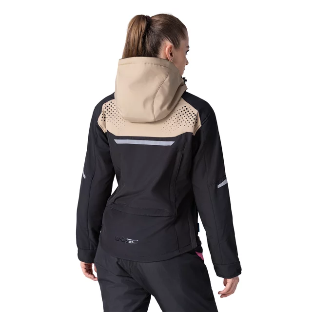 Női softshell motoros kabát W-TEC Annorack Lady, AirVent rendszer, Visionight fényvisszaverő elemek, szélálló softshell anyag, Air Mesh hálós bélés - fekete-homokszínű
