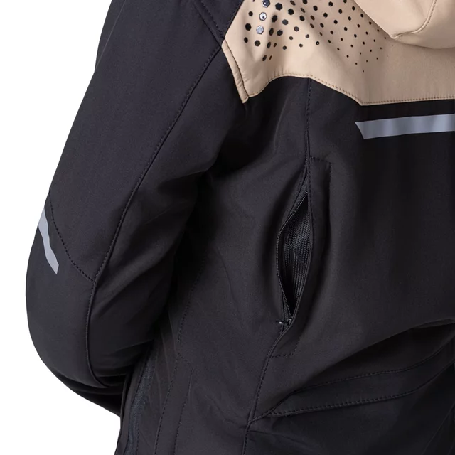 Női softshell motoros kabát W-TEC Annorack Lady, AirVent rendszer, Visionight fényvisszaverő elemek, szélálló softshell anyag, Air Mesh hálós bélés - fekete-homokszínű