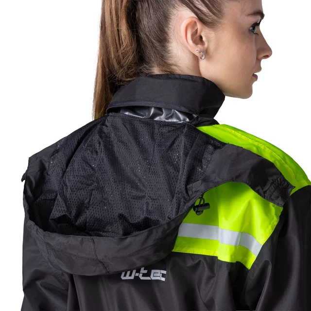 Motoros esőkabát W-TEC Rinstop, állítható ujjak, összehajtható, kopásálló, húzózsinór, Visionight fényvisszaverő elemek - fekete-fluo
