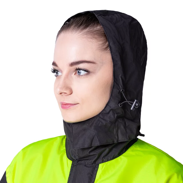 Motoros esőkabát W-TEC Rinstop, állítható ujjak, összehajtható, kopásálló, húzózsinór, Visionight fényvisszaverő elemek - fekete-fluo