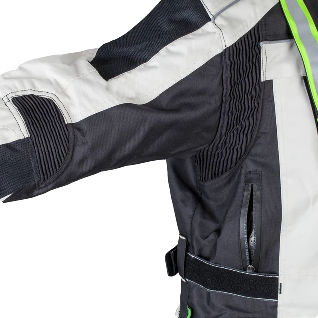 Férfi hosszú motoros kabát W-TEC Turaso NF-2215 - bézs-fekete-zöld