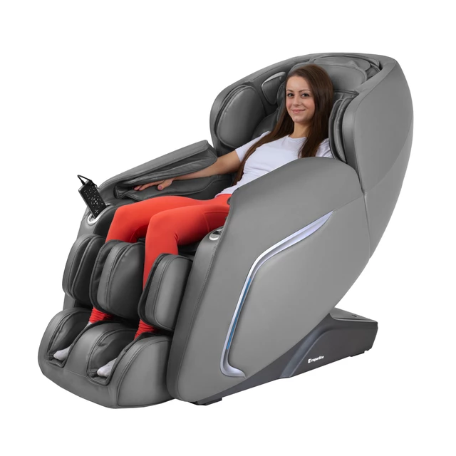 Masszázsfotel inSPORTline Carlita, 20 légzsák, 4 masszázsfej, 12 program, Zero gravitáció, Zero space - helytakarékos fal mellé helyezhető, fűtés, hangvezérlés - szürke