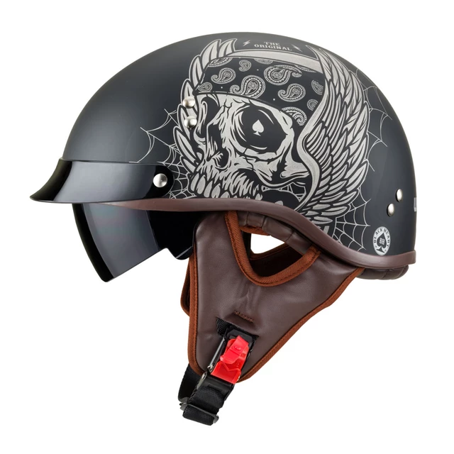 Retro bukósisak W-TEC Black Heart Longroad - Wings Skull