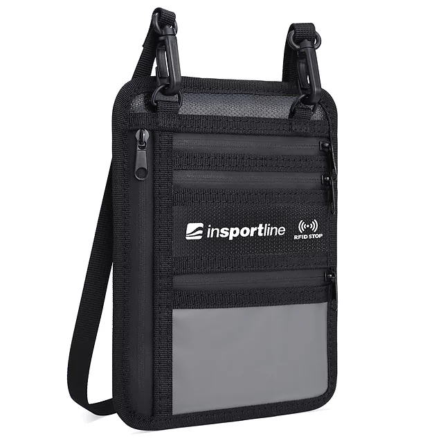 Utazó pénztárca inSPORTline Tahopa 14,5x19,5 cm RFID védelemmel, praktikus karabiner, átlátszó zseb, kompakt kialakítás, strapabíró anyag