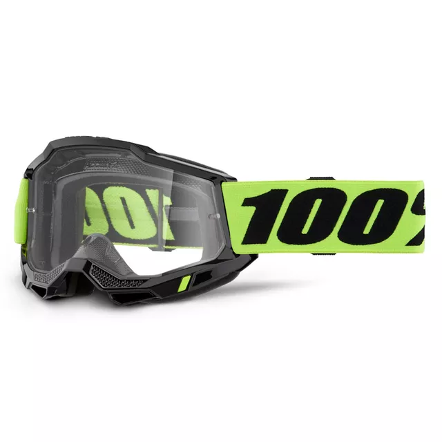 Motocross szemüveg 100% Accuri 2 - Mifflin sötétkék, átlátszó plexi - sárga, átlátszó plexi