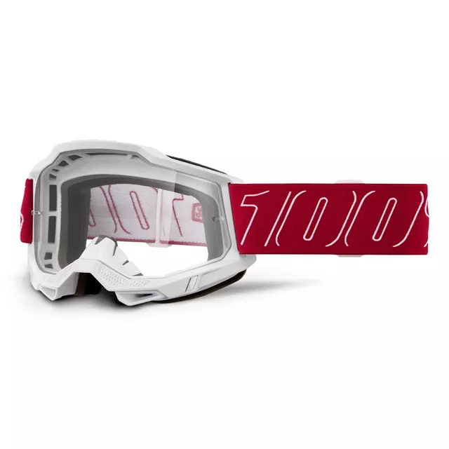 Motocross szemüveg 100% Accuri 2 - Mifflin sötétkék, átlátszó plexi - Redline piros, átlátszó plexi
