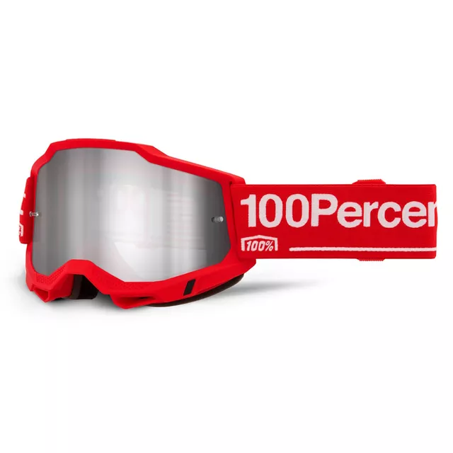 Motocross szemüveg 100% Accuri 2 Mirror, széles látószög, párásodásgátló bevonat, maximális védelem - Wolg piros, tükrös plexi