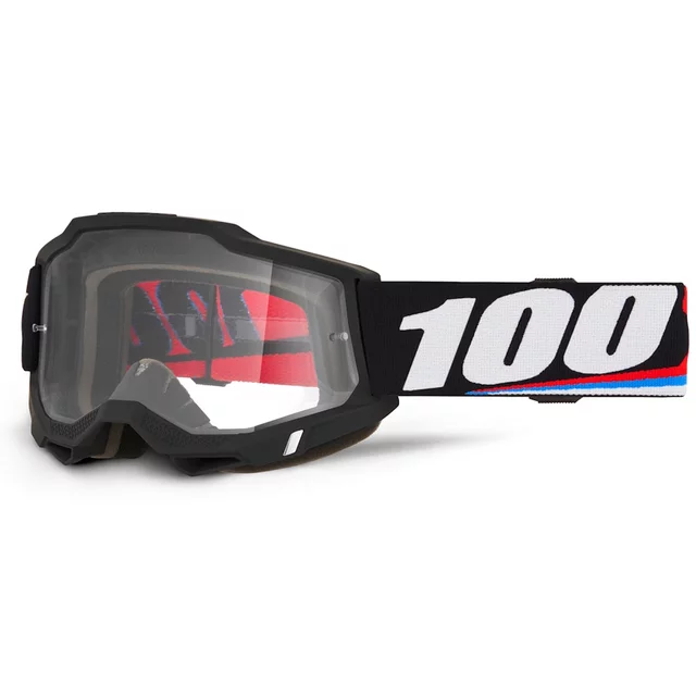 Motocross szemüveg 100% Accuri 2 - Mifflin sötétkék, átlátszó plexi - Magnus fekete, átlátszó plexi
