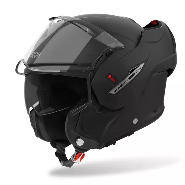 Felnyitható bukósisak AIROH MATHISS 2 Color P/J fekete, Pinlock fólia, nagy állnyitó gomb, plexiüveg karcolásgátló bevonattal