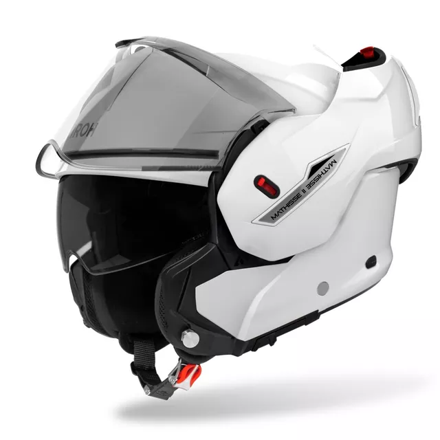 Felnyitható bukósisak AIROH MATHISS 2 Color P/J fehér fényes, Pinlock fólia, nagy állnyitó gomb, plexiüveg karcolásgátló bevonattal