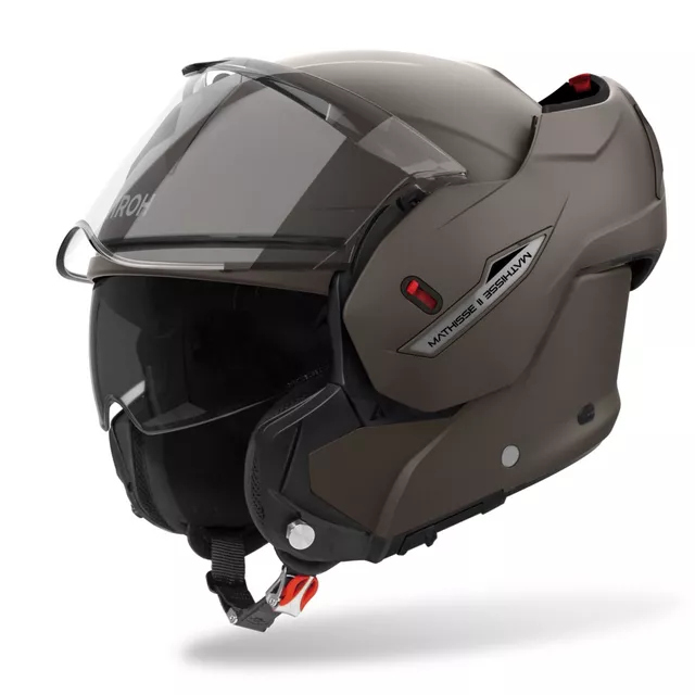 Felnyitható bukósisak AIROH MATHISSE 2 Color P/J bronz matt, állnyitó gomb, Airoh Sliding Net, napellenző, bluetooth-előkészítés, pinlock fólia