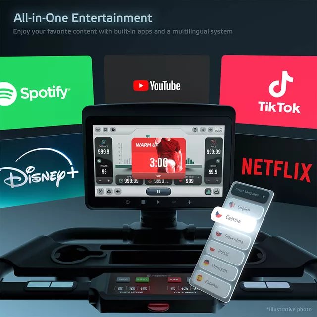 Futópad inSPORTline ZenRun 120, 4Le, 150kg teherbirás, laposra összehajtható, 180° forgatható érintőképernyő, 12% dőlészög, 22km/ó, HRC