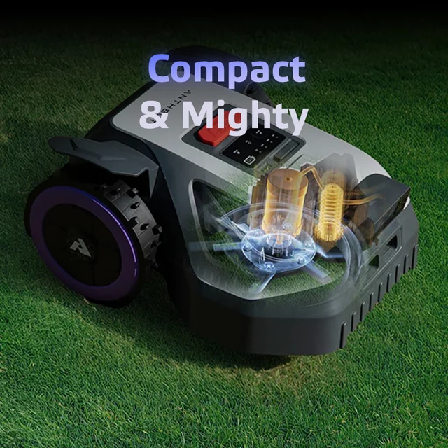 Robotfűnyíró Anthbot M5 LiDAR (500 m²), emelkedés észlelése, automatikus esőérzékelés, Dual Vision – vizuális navigáció, 360°-os LiDAR szkenner