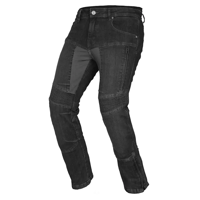Férfi motoros farmer Ayrton 505 fekete, Super Stretch denim külső réteg, Aramidszálas béléss, légáteresztő textilbélés, YKK 8-as méretű cipzár - fekete - fekete
