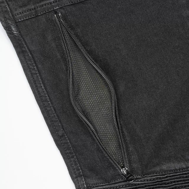 Férfi motoros farmer Ayrton 505 fekete, Super Stretch denim külső réteg, Aramidszálas béléss, légáteresztő textilbélés, YKK 8-as méretű cipzár - fekete