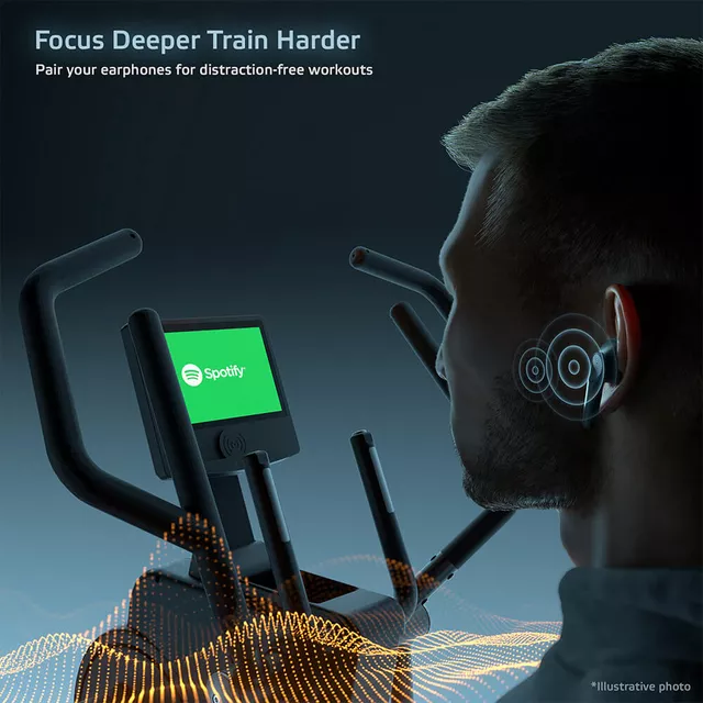 Ellipszis tréner inSPORTline ZenStride 1200, állítható lépéshossz, vezeték nélküli telefontöltés, bluetooth-kapcsolat, 10,1" TFT érintőképernyő