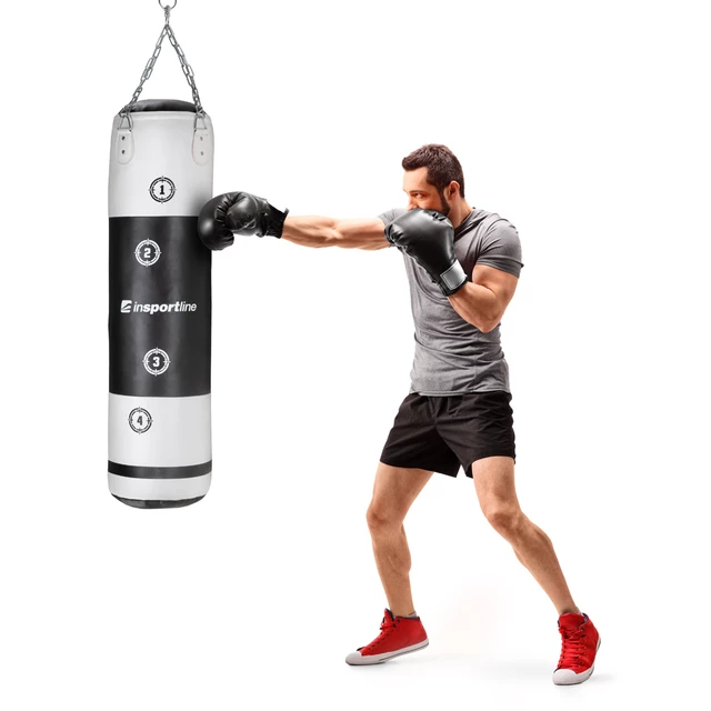 Boxzsák inSPORTline Robkin 120x35 cm - fekete-fehér