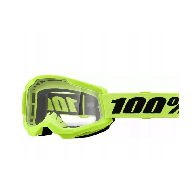 Motocross szemüveg 100% Strata Mini - Gron fekete, átlátszó plexi