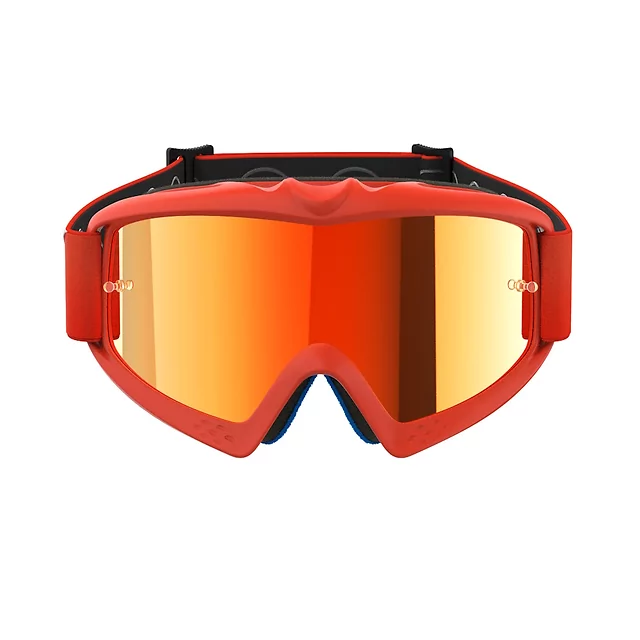 Gyermek motokrossz szemüveg Alpinestars Vision Mirror Youth, kétrétegű arcpárna, rugalmas keret, keretbe integrált szellőzőnyílás, 40 mm szövött pánt - Corp fekete, tükrös ezüstös plexi
