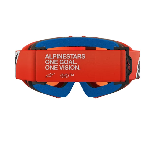 Gyermek motokrossz szemüveg Alpinestars Vision Mirror Youth, kétrétegű arcpárna, rugalmas keret, keretbe integrált szellőzőnyílás, 40 mm szövött pánt - Corp fekete, tükrös ezüstös plexi