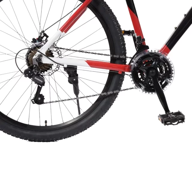 Mountain bike Olpran CANIS 27,5", 18 sebességes Shimano hajtás, könnyű alumínium váz, széles áttételtartomány, kiváló stabilitás,zökkenőmentes haladás - fehér/sötét petróleumszínű/sötétpiros